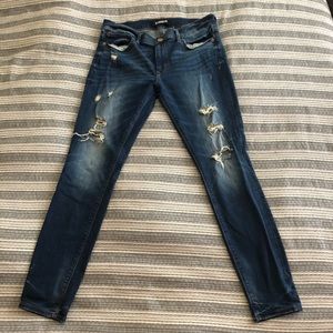 Express distressed mid rise skinny jeans